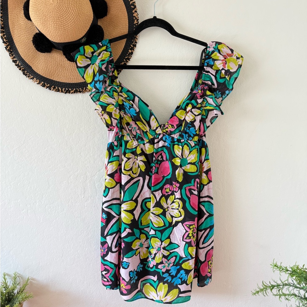 B. Smart Multicolor Floral Mini Babydoll Dress Tunic Top Size 3
